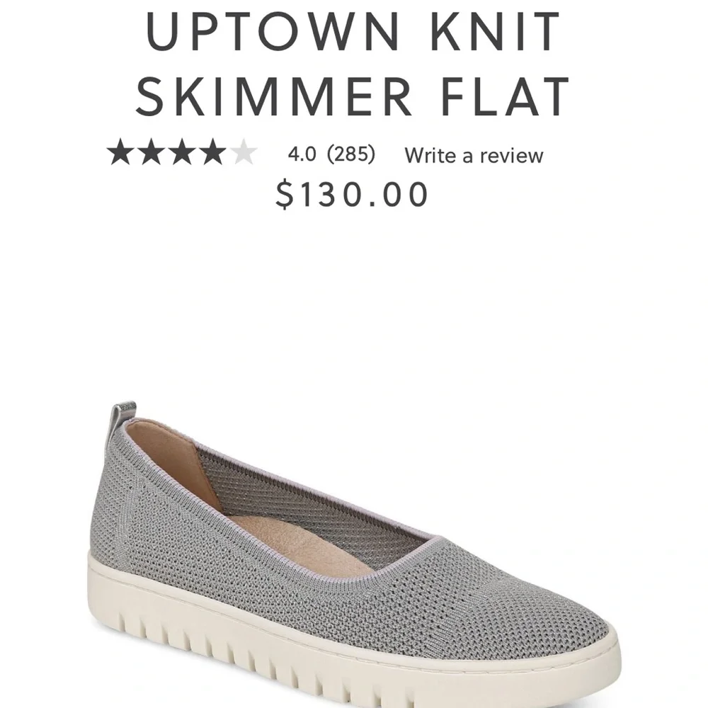 Barely worn Vionic Uptown Knit Skimmer Flat in light grey, size 8, width medium - Picture 5 of 5